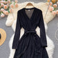 Black v neck long sleeve dress  459