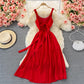Red chiffon short A line dress fashion dress  452