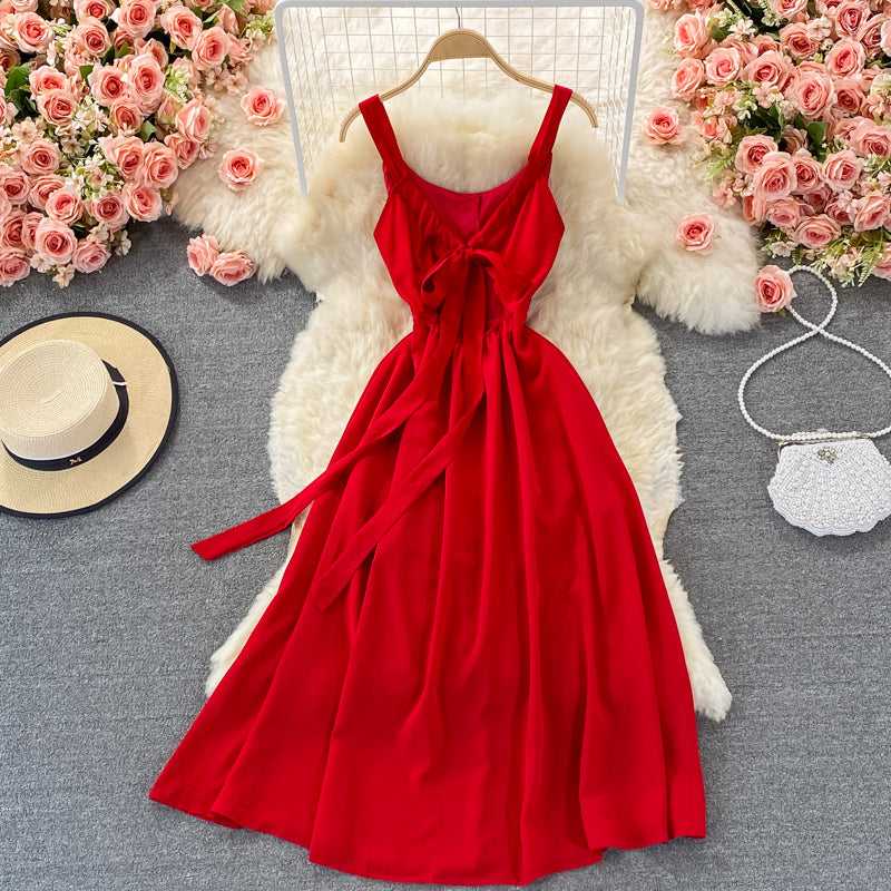 Red chiffon short A line dress fashion dress  452