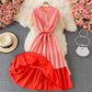 Stylish contrast A line dress  567
