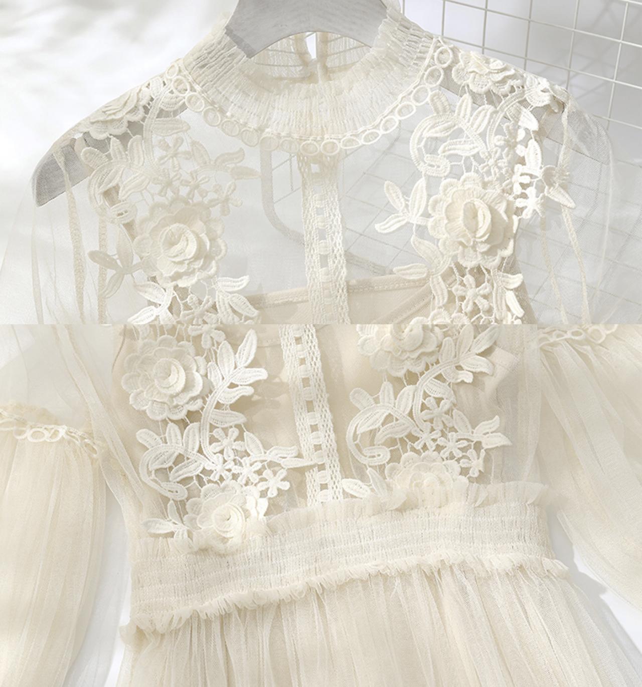 Cute lace long sleeve dress fashion dress  652