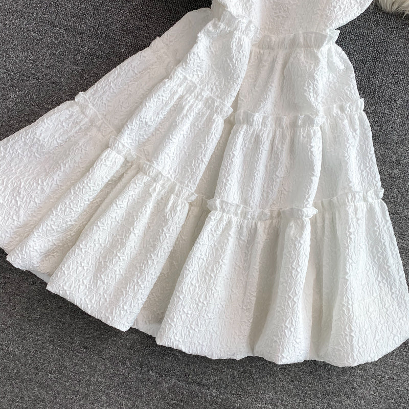 Cute round neck short dress party dress  525