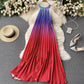 Cute gradient off-the-shoulder dress  681
