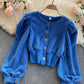 Stylish corduroy long sleeve top  354