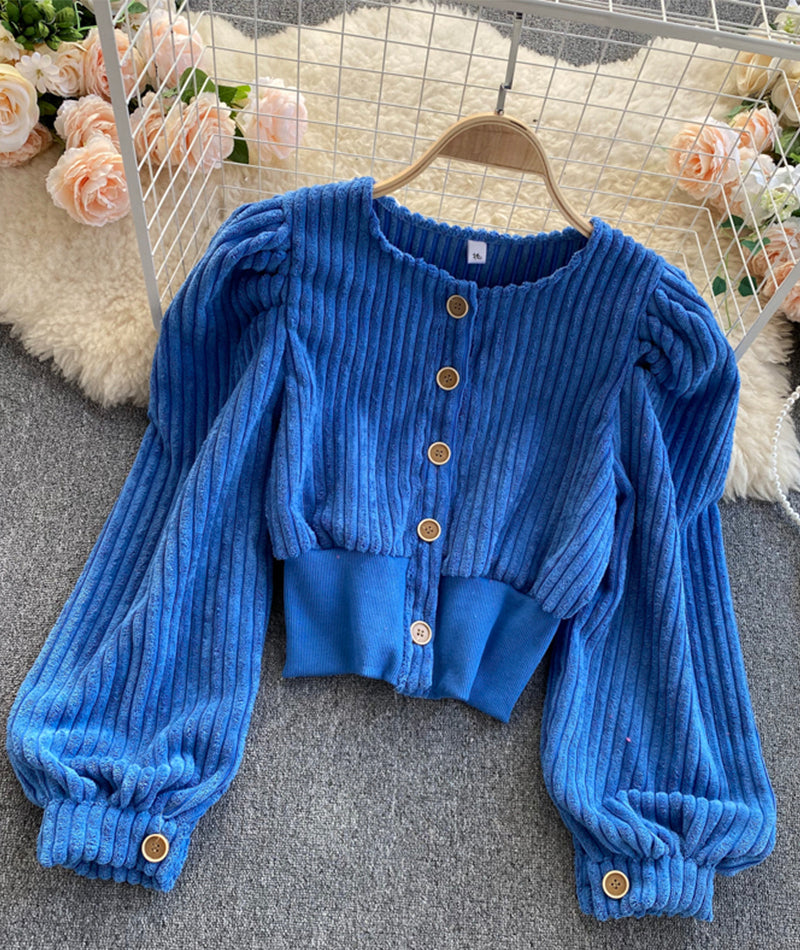 Stylish corduroy long sleeve top  354