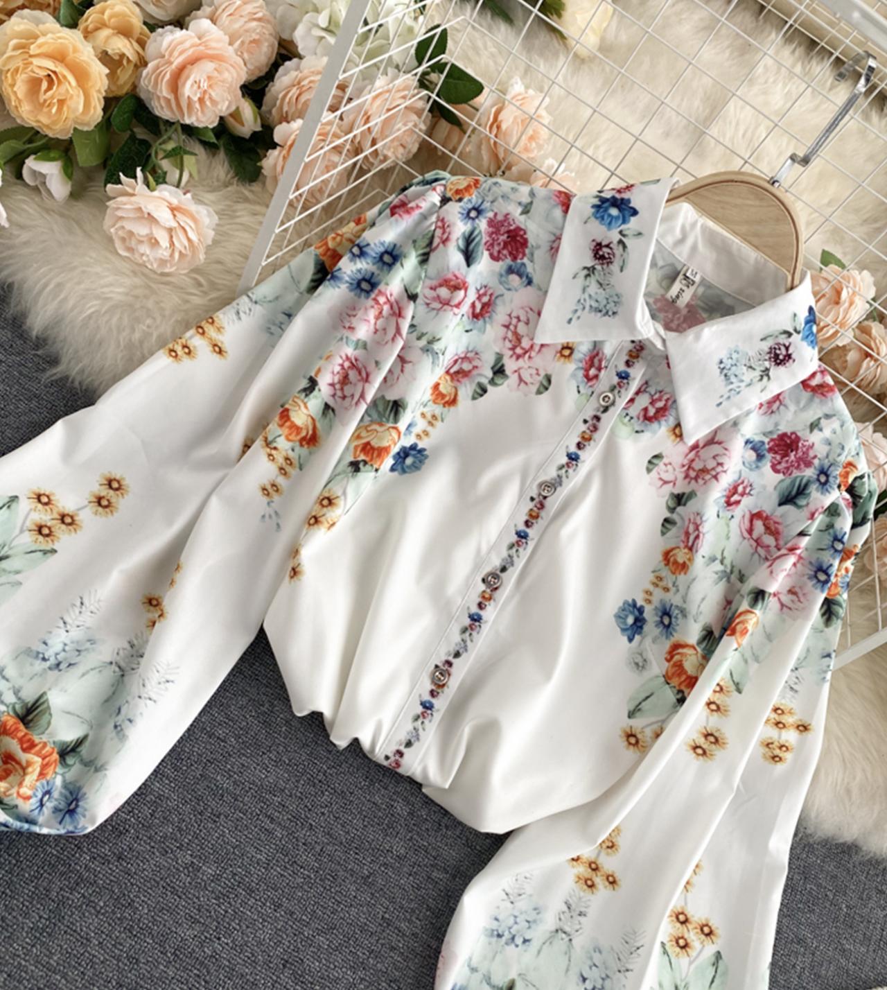 Stilvolles Blumenkleid Langarmkleid 336