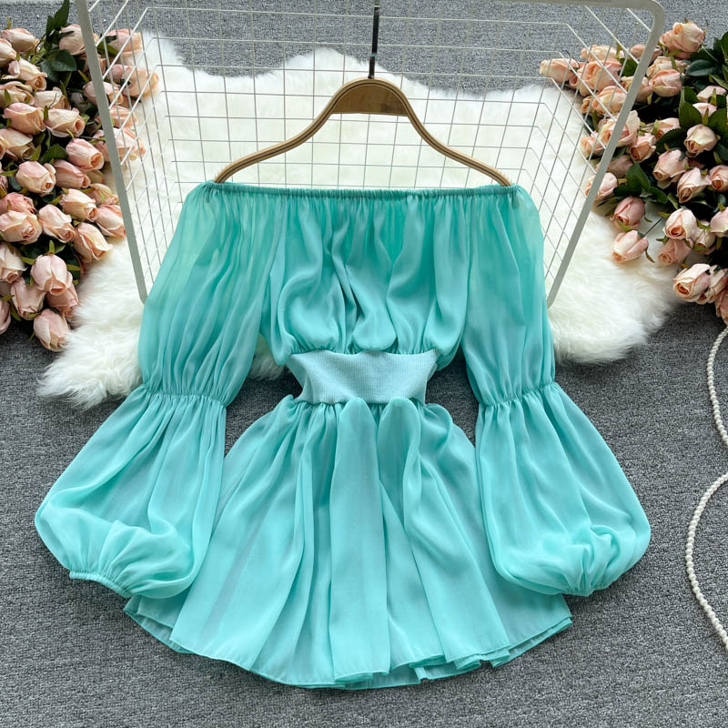 Cute chiffon long sleeve tops  324