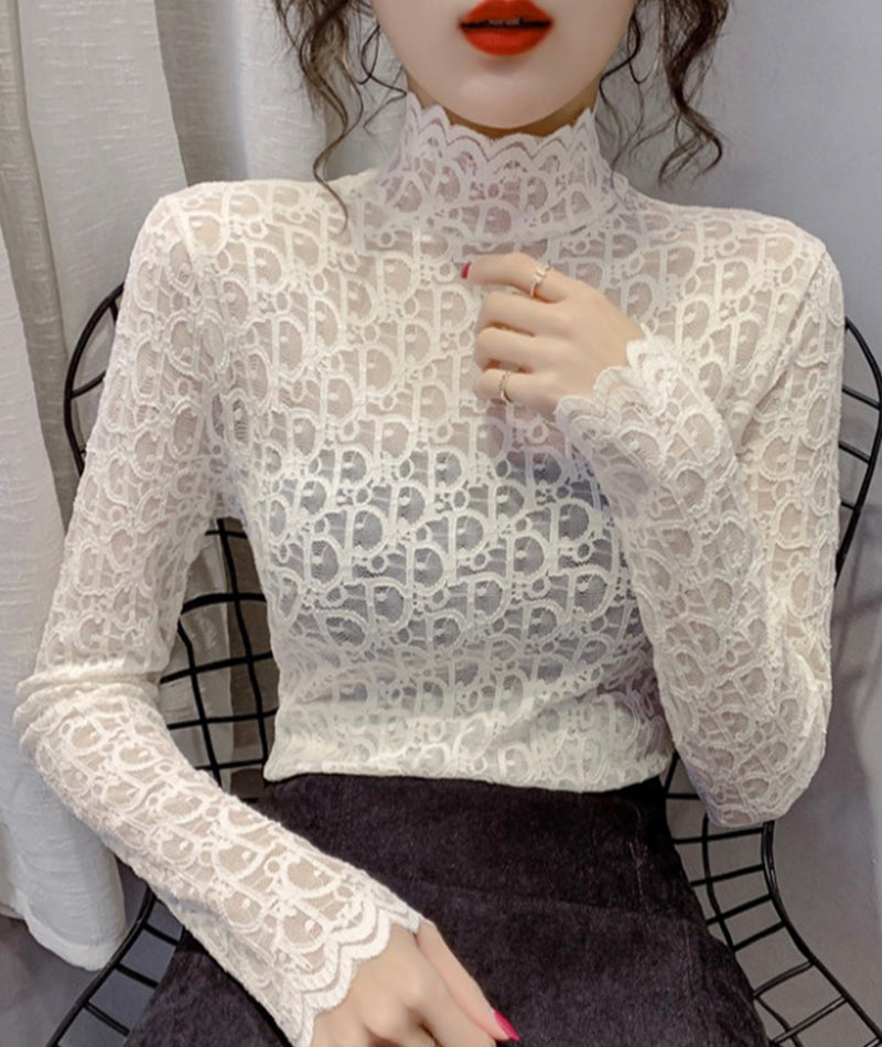 Stylish lace see through top  366