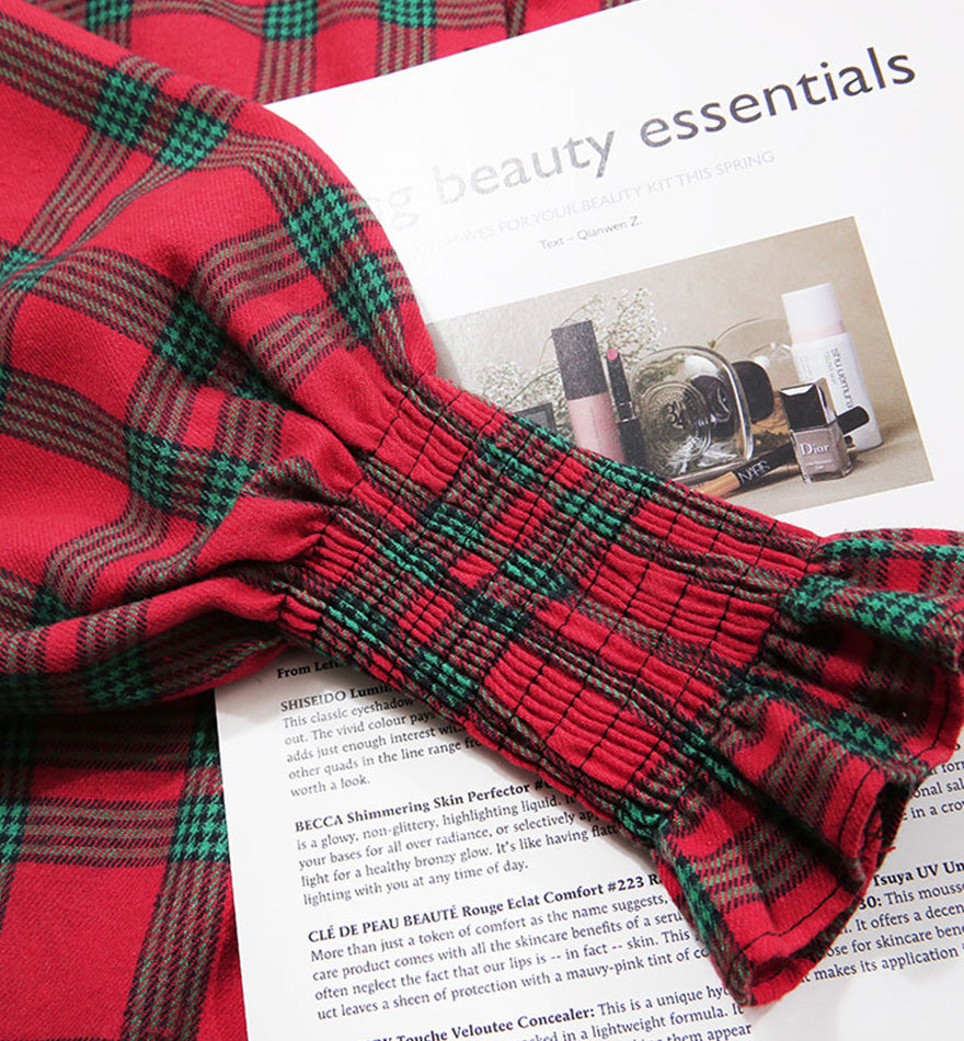Loose long sleeve plaid shirt  359