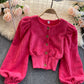Stylish corduroy long sleeve top  354