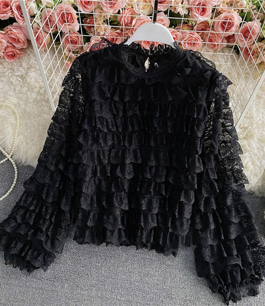 Sweet lace long sleeve tops  347