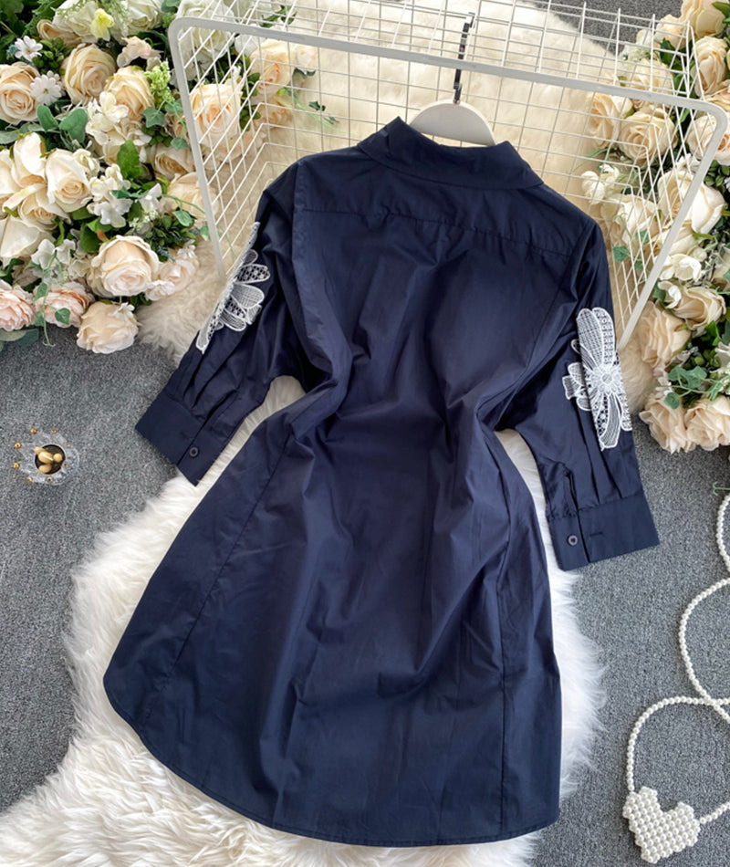 Blue lace applique tops  358