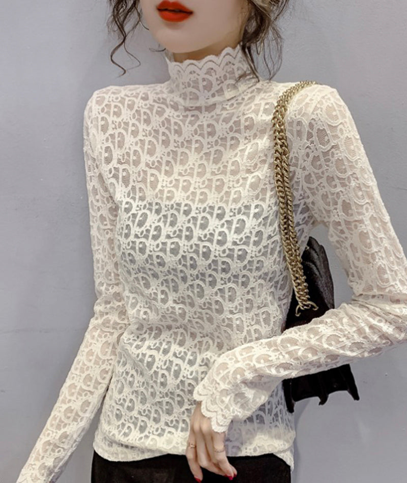 Stylish lace see through top  366
