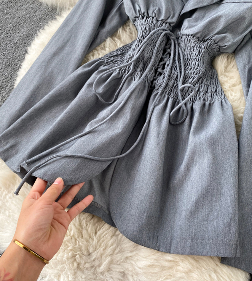 Stylish lace-up long sleeve top  356