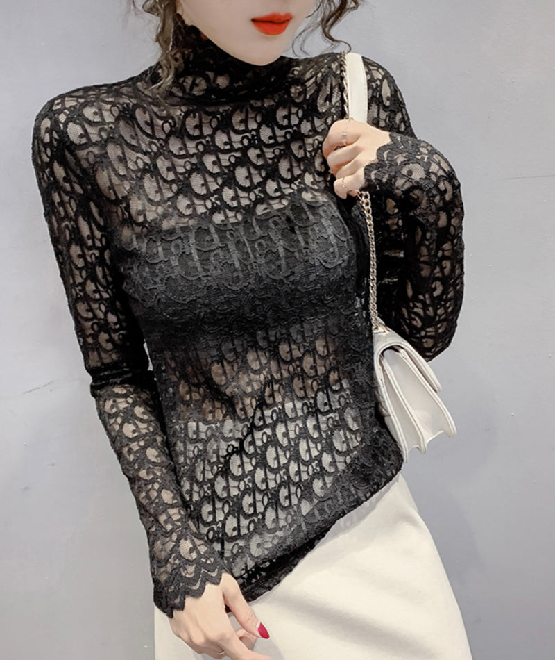 Stylish lace see through top  366