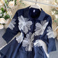 Blue lace applique tops  358