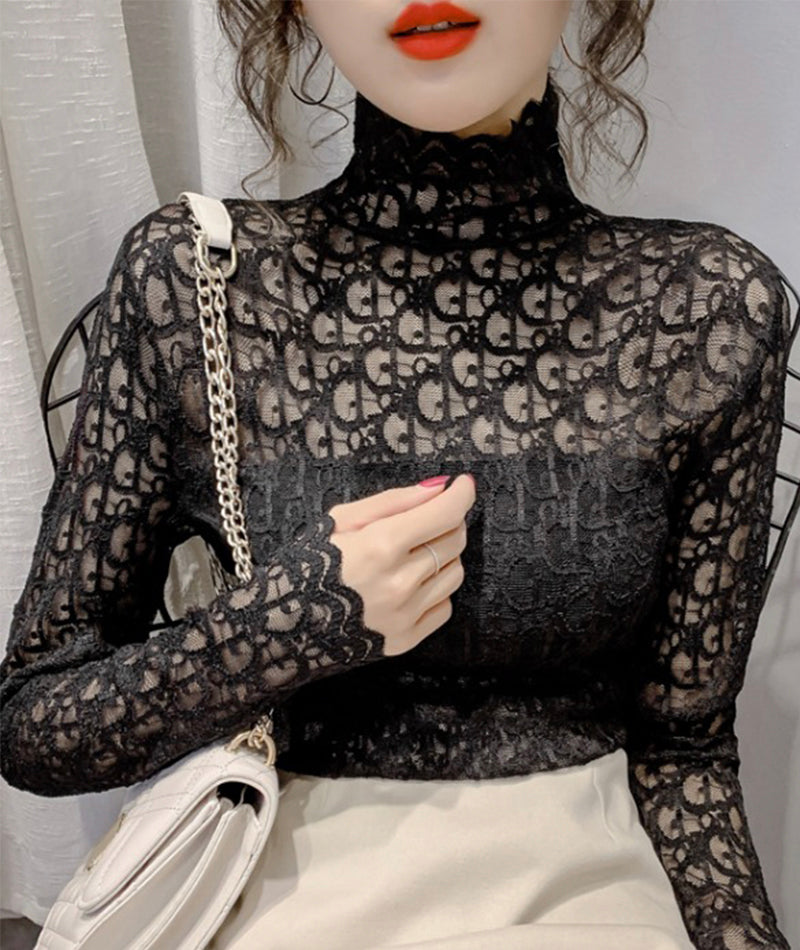Stylish lace see through top  366