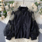White Fashion Lace Long Sleeve Shirt Top 342