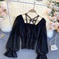 Cute chiffon long sleeve tops  317