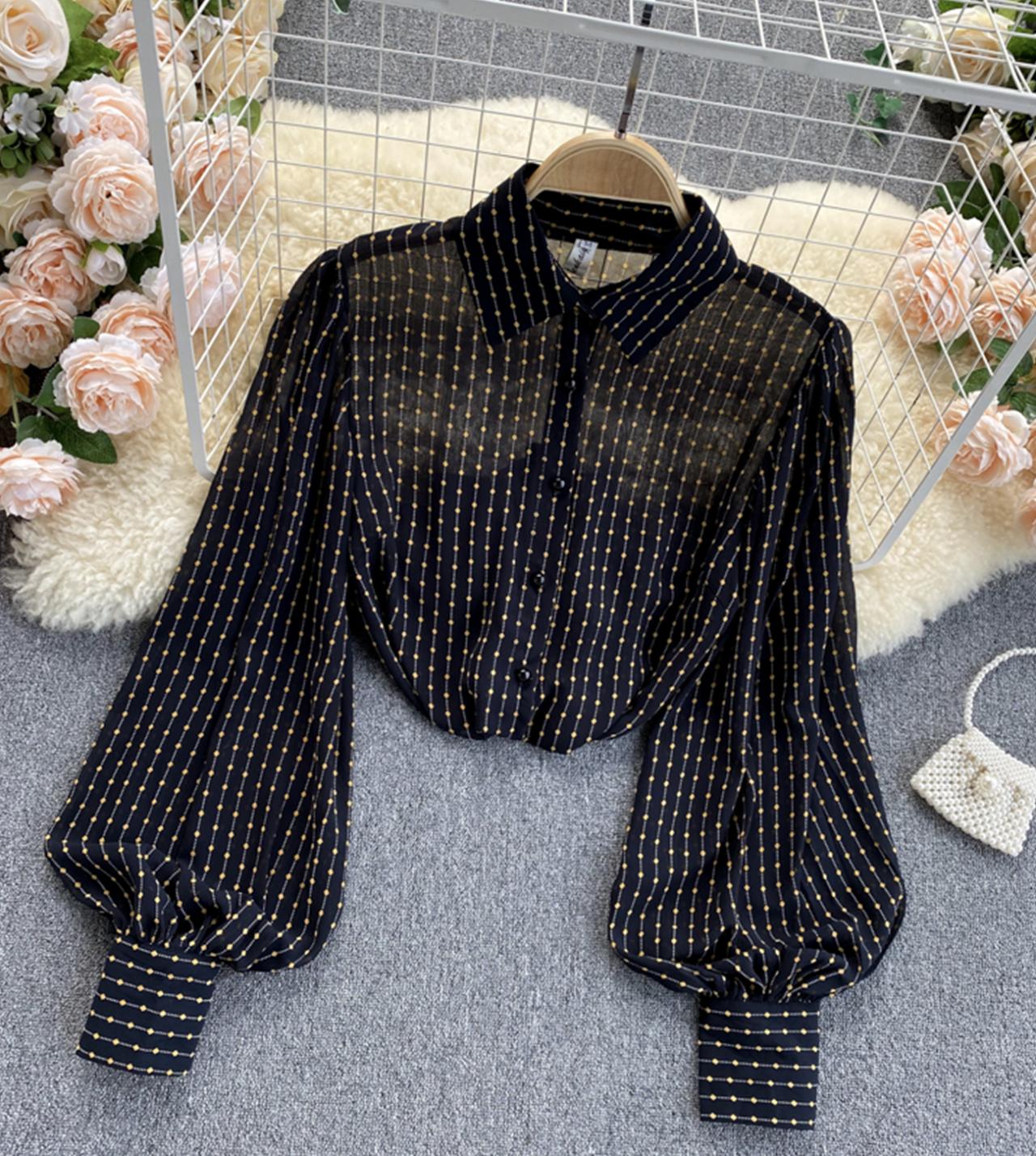 Stylish long sleeve black tops  341