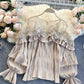 Stylish long sleeve tops see through lace tops  331