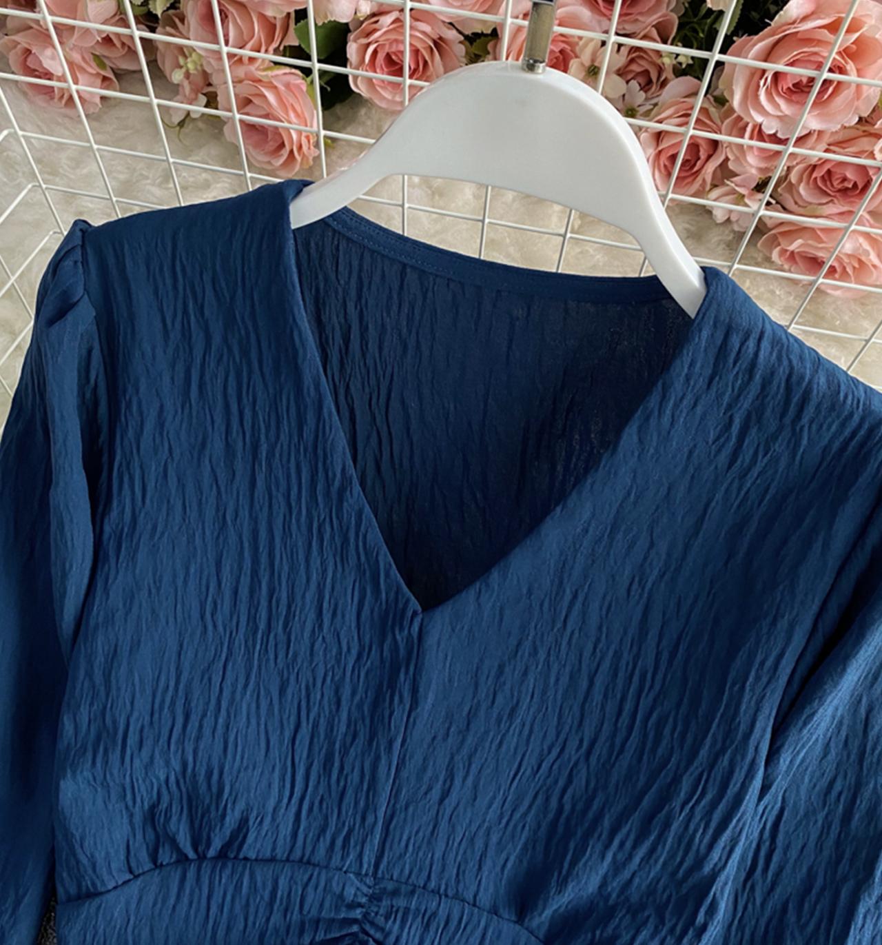 Einfache V-Ausschnitt-Tops Langarm-Tops 329