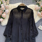 Stylish long sleeve black tops  341