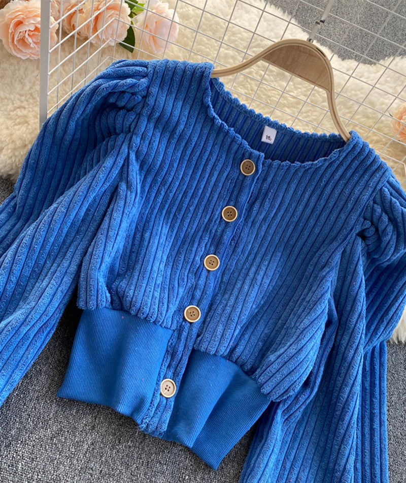 Stylish corduroy long sleeve top  354
