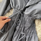 Stylish lace-up long sleeve top  356