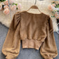 Stylish corduroy long sleeve top  354