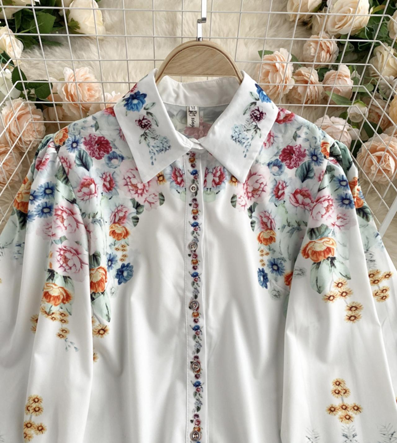 Stilvolles Blumenkleid Langarmkleid 336