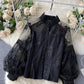White Fashion Lace Long Sleeve Shirt Top 342