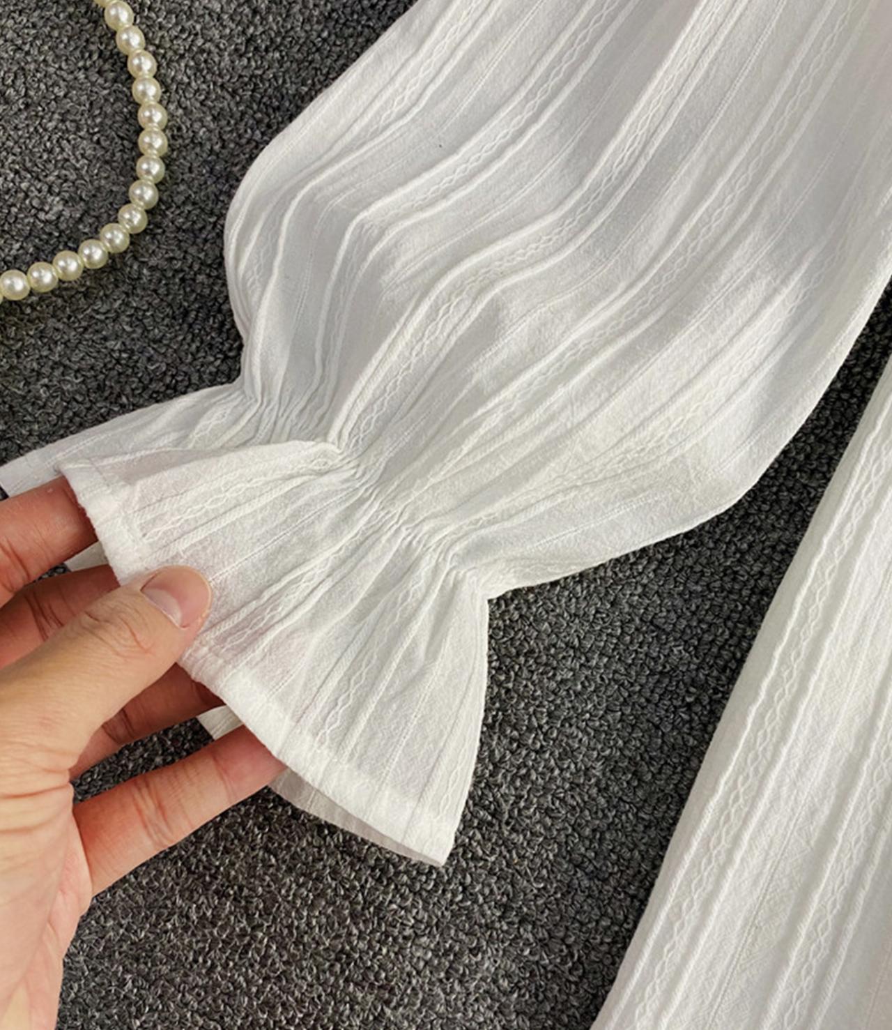 Weiße Spitzentops Langarmshirts 346