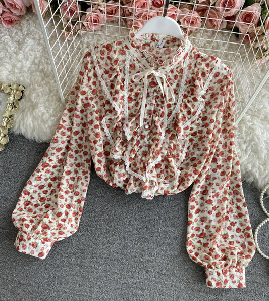 Cute floral long sleeve top  338