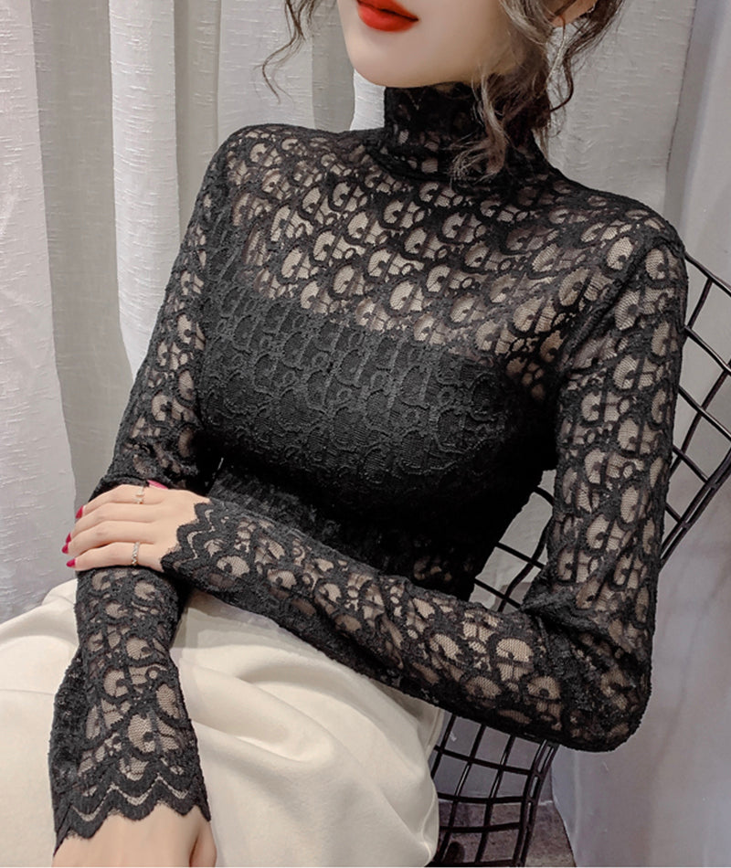 Stylish lace see through top  366