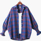 Loose long sleeve plaid shirt  359