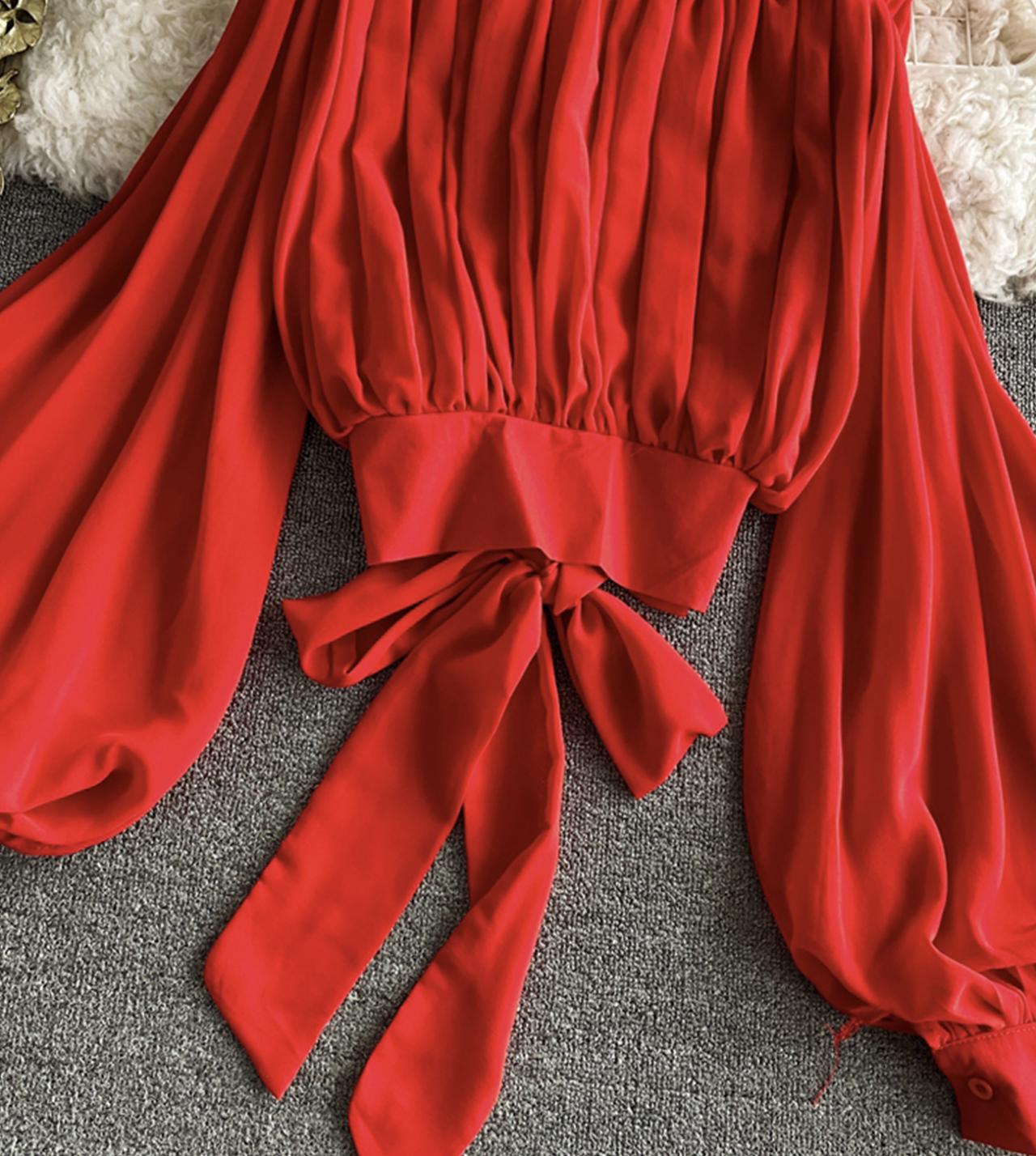 Stylish chiffon long sleeve tops  337