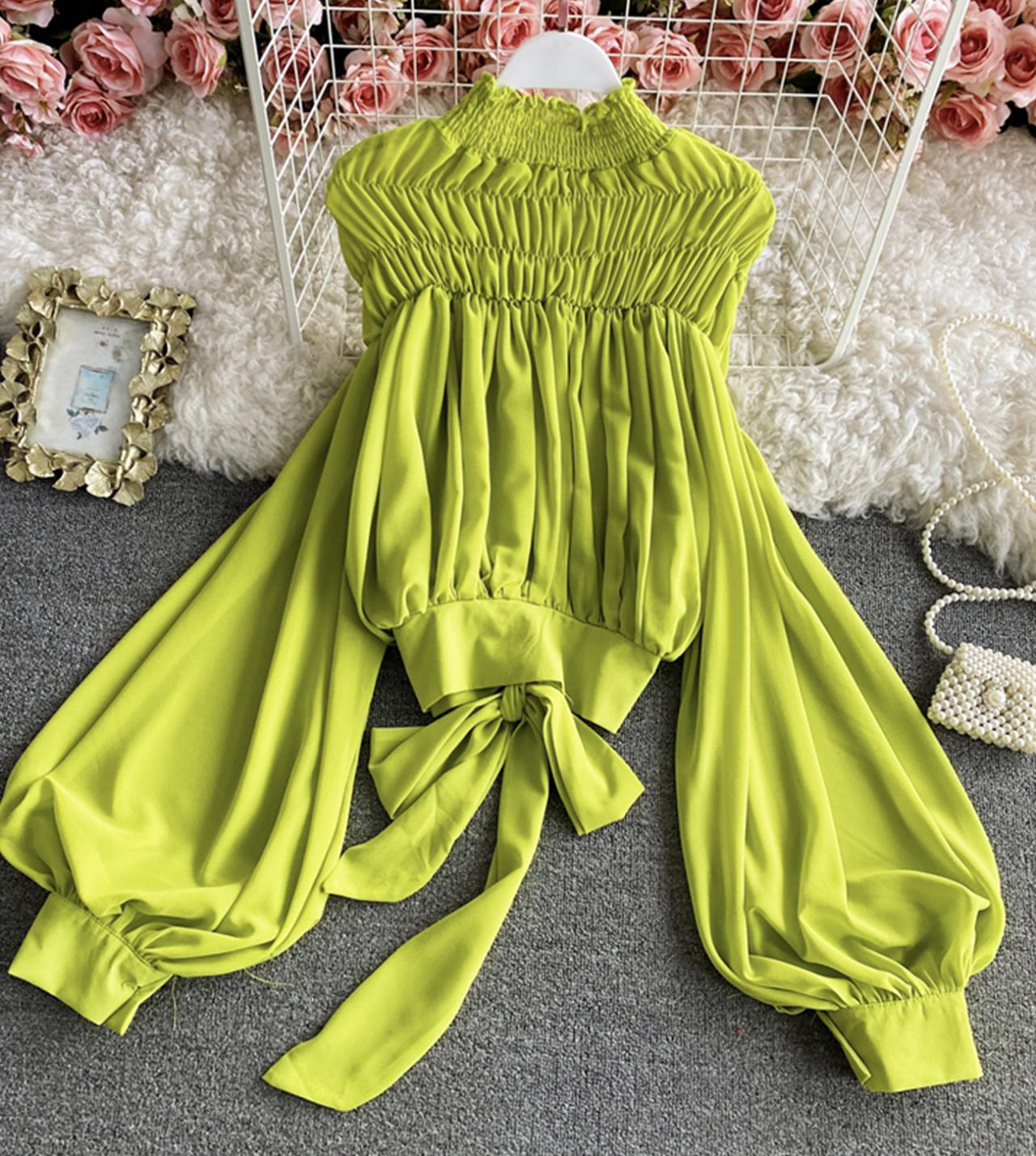 Stylish chiffon long sleeve tops  337