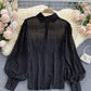Stylish long sleeve black tops  341