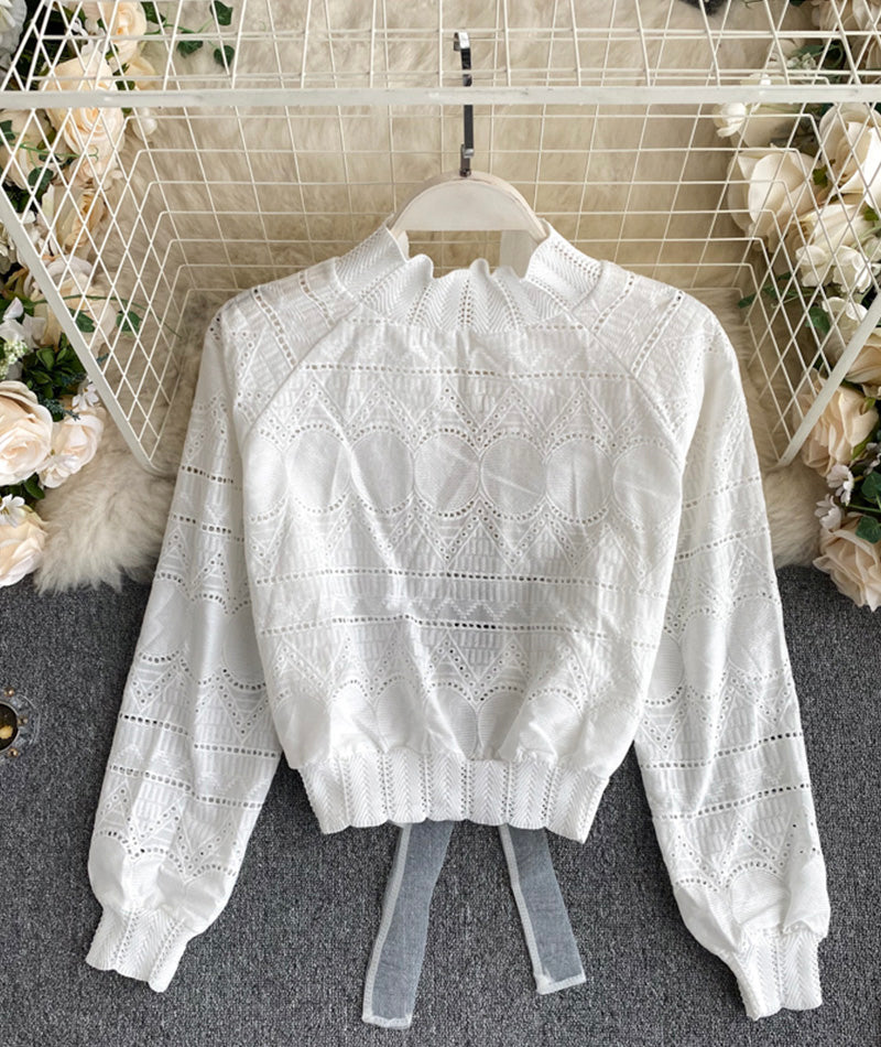 Cute white hollow top  375