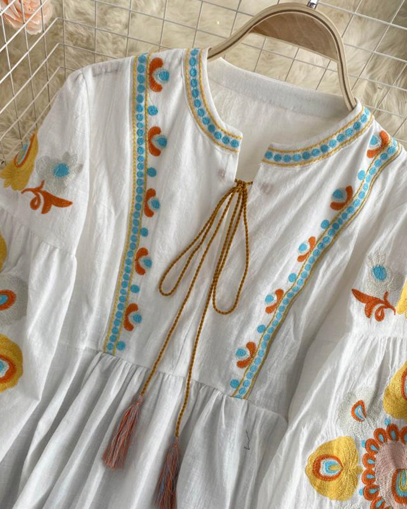 Stylish embroidered puff sleeve top  383