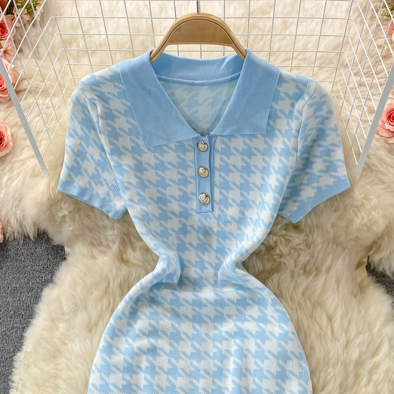 Süßes Hahnentritt-Strickkleid 397