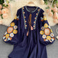 Stylish embroidered puff sleeve top  383