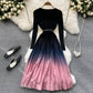 Einfaches Strickkleid mit Farbverlauf Modekleid 399