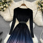 Einfaches Strickkleid mit Farbverlauf Modekleid 399