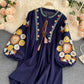 Stylish embroidered puff sleeve top  383