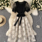 Schönes gestricktes Patchworkkleid 398 