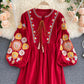 Stylish embroidered puff sleeve top  383