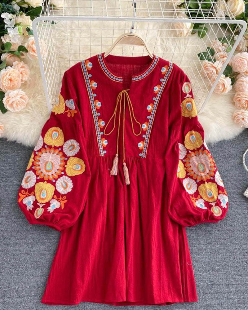 Stylish embroidered puff sleeve top  383