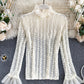 Cute turtleneck lace top  373